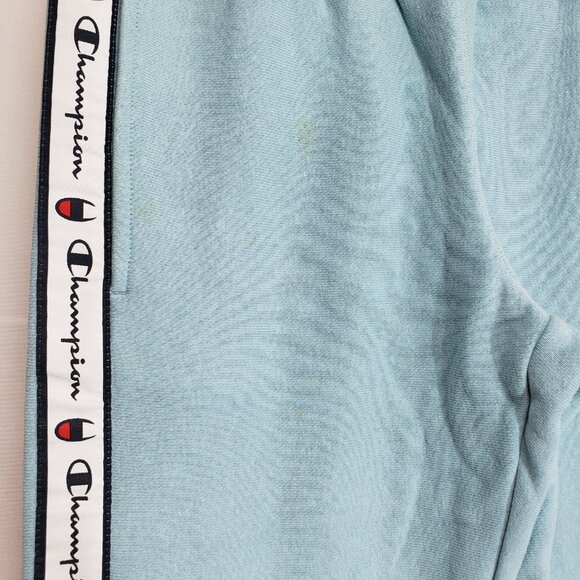 CHAMPION Nwt Reverse Weave Sweatpants XS Light Blue Logo Spellout Tape on Side - Picture 8 of 8
